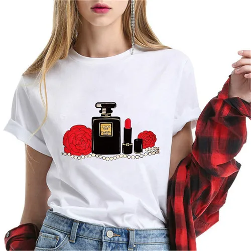 xne06 Tumblr хлопок Летние топы женские духи футболка Camisetas mujer Модные женские o-образным вырезом короткий рукав Koszule Damskie белый - Цвет: xne06