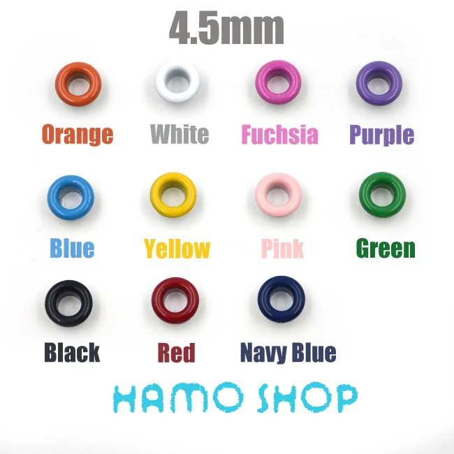 

Free Shipping 100pcs/lot Hole Size 4.5mm Metal Eyelets Buckle Metallic Scrapbook garment accessories Mixed Color LeatherCraft