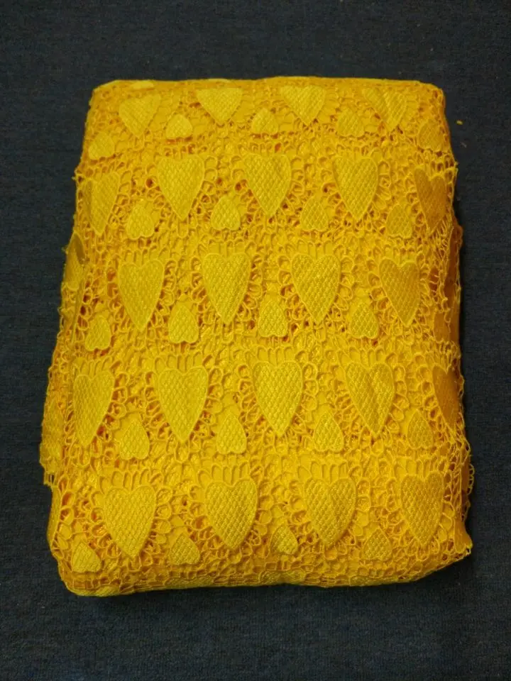 

5 Yards/pc Beautiful yellow african water soluble guipure lace embroidery french cord lace fabric for clothes BW152-10