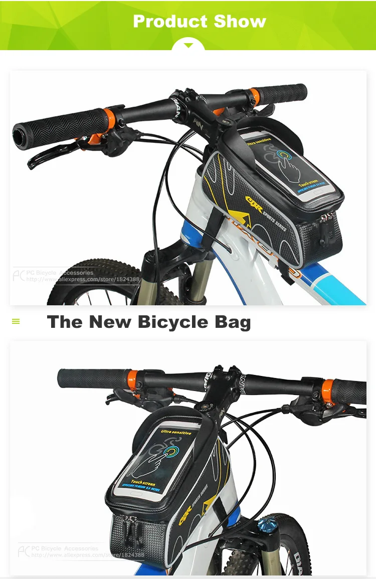 CBR велосипедные передние трубки сумки 6 дюймов телефон сенсорный экран MTB PU водонепроницаемый велосипед велосипедный луч седельная сумка горный велосипед аксессуары