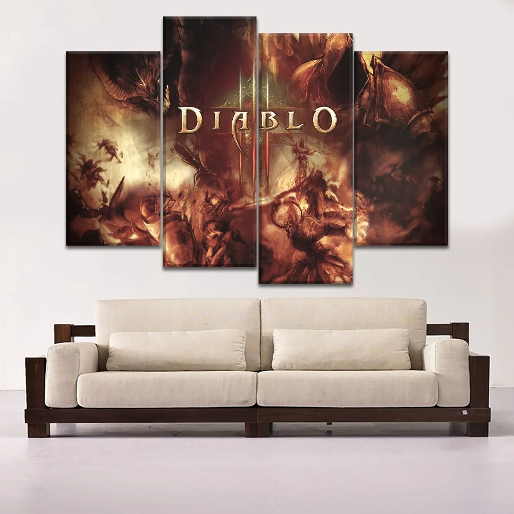 Один комплект модульный стиль 4 шт. Диабло 3 ангелы против демонов HD Картина