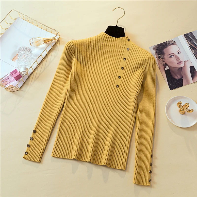 Новинка 2019 модный свитер на пуговицах Женский весенне-осенний однотонный