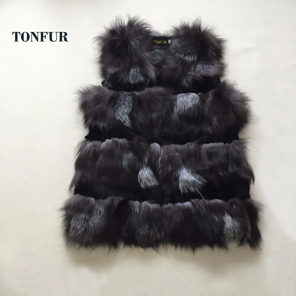 2019 новый бренд меха чистый платье без рукавов с принтом лисы патч на жилет