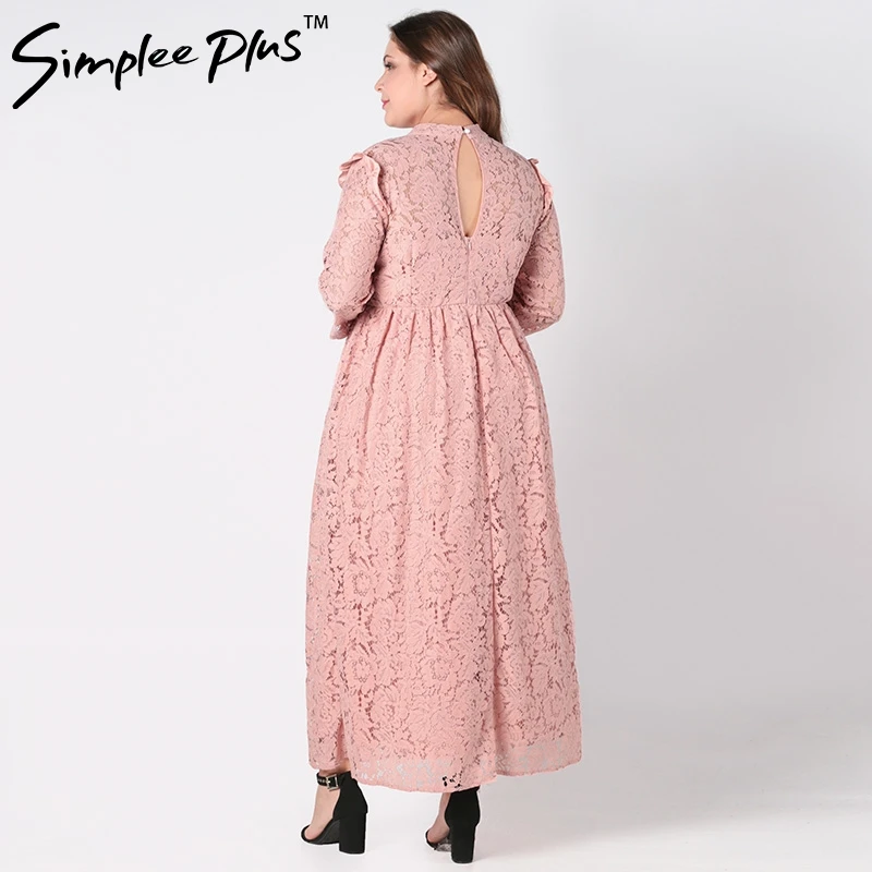 Женское кружевное платье Simplee Plus Элегантное Длинное Платье макси с длинным