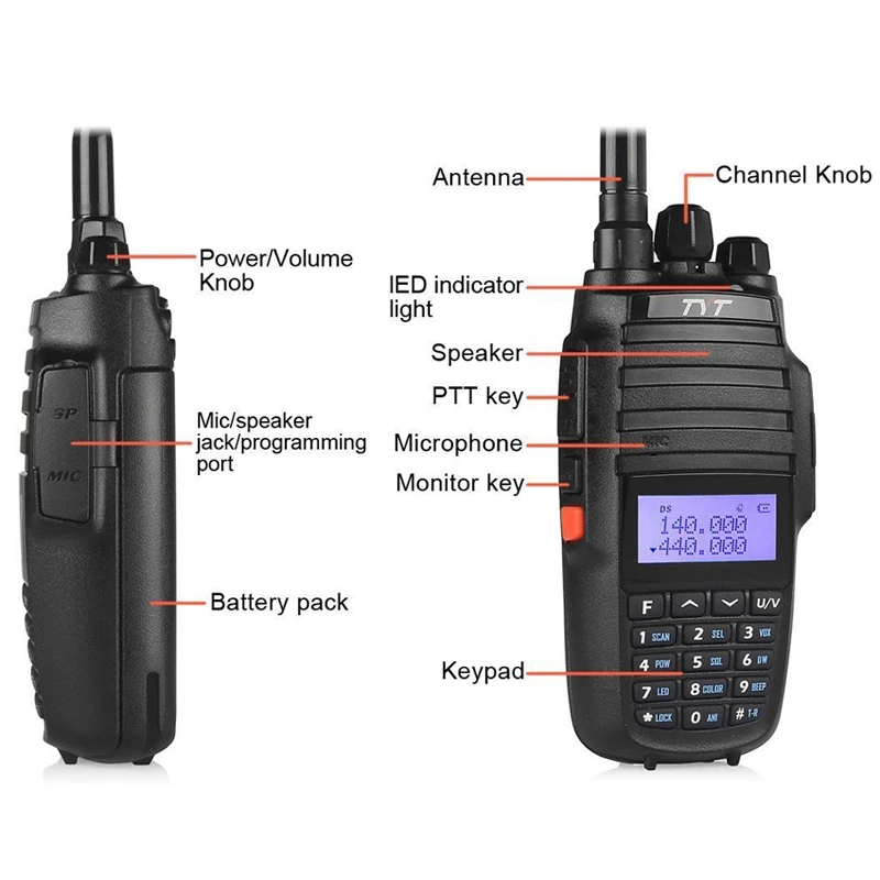 Портативная рация TYT 2 шт./лот 10 Вт Двухдиапазонный портативный Радиоприемник
