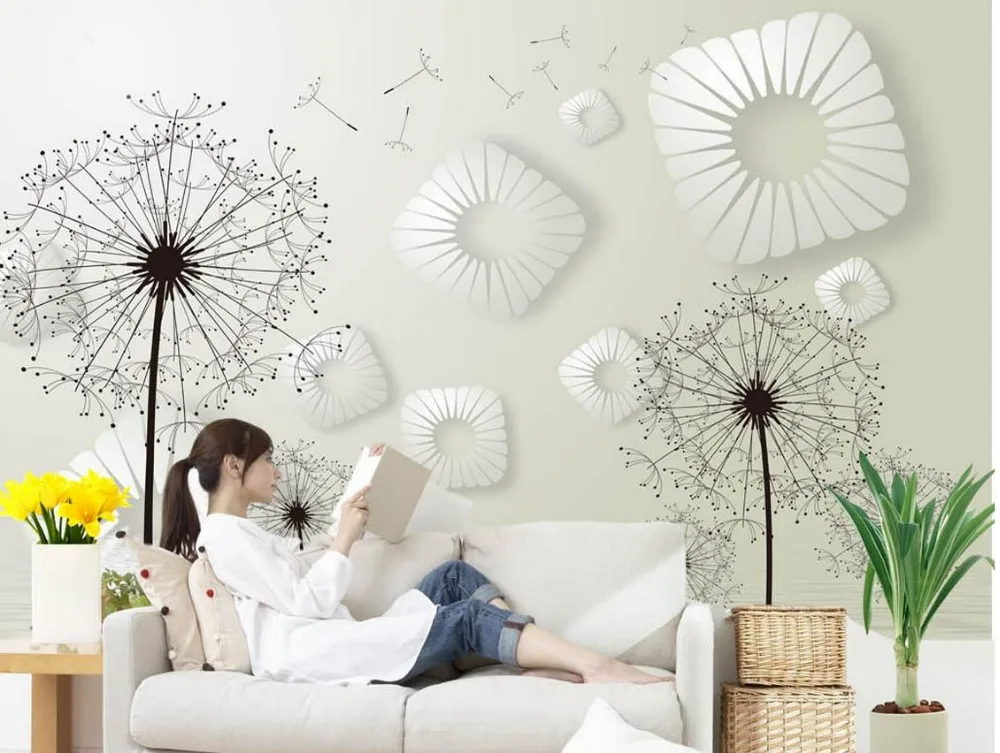 Пользовательские фото обои 3D стереоскопические Одуванчик пользовательские ТВ