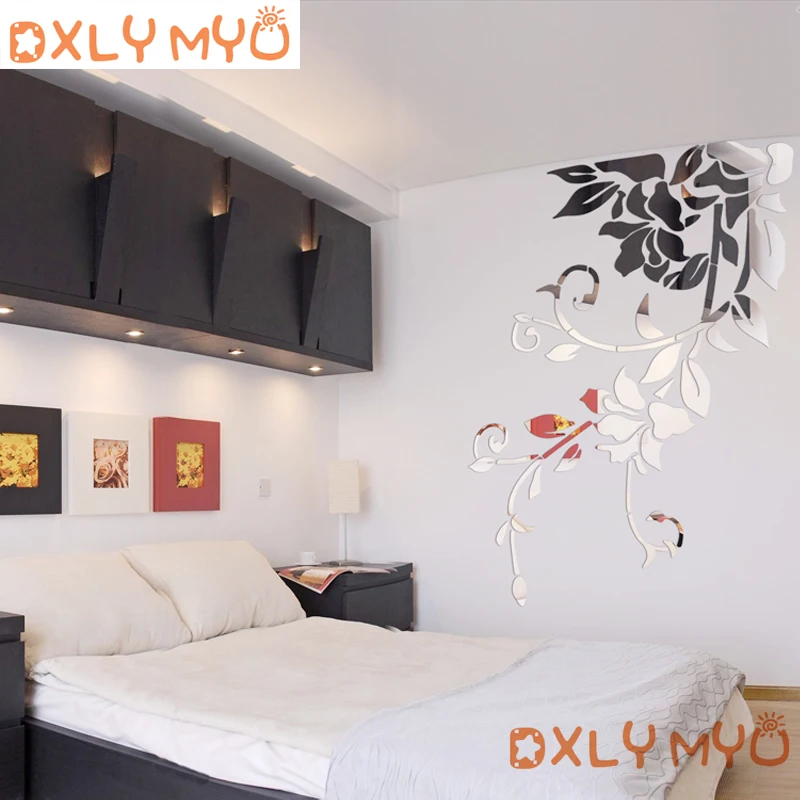 DIY spring nature fresh vivid plant wall sticker decorative mirror stickers for entrance decor living room decoration | Дом и сад