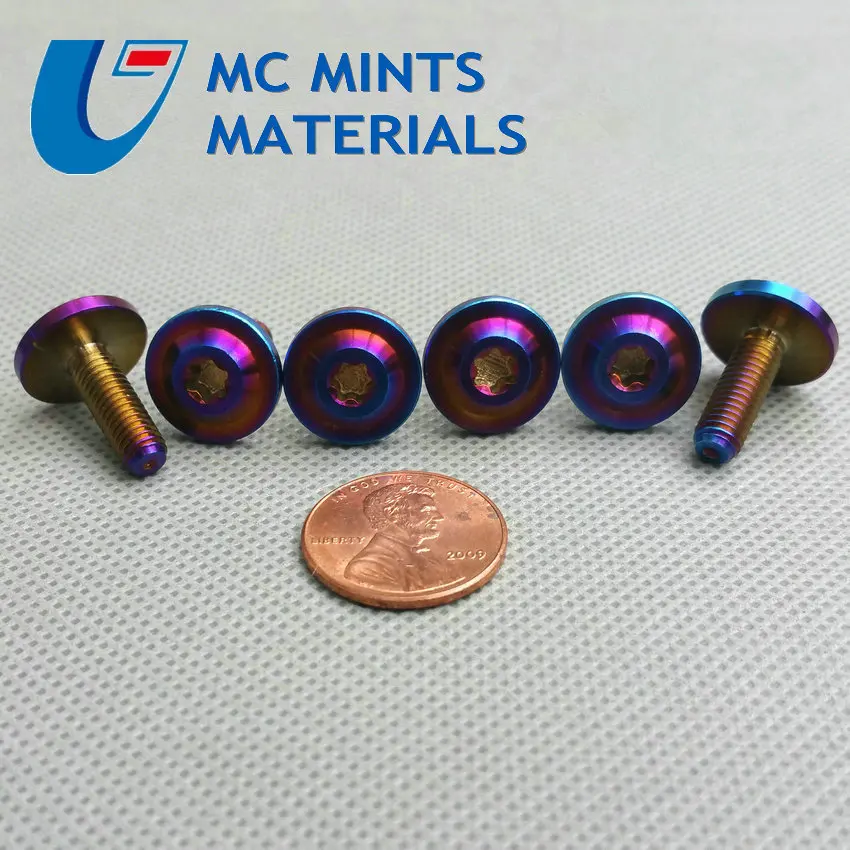 

M5 x15mm Locomotive Shell Ti Bolt Umbrella Torx DIY Head Burned Blue Color Titanium Bolts Ti Screw Ti Fastener