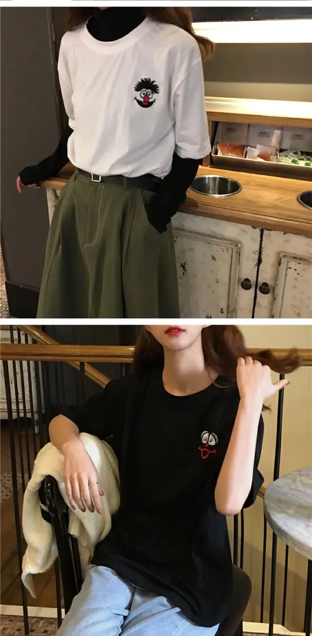 Летняя Повседневная футболка Femme корейский стиль Ulzzang Harajuku мультяшная футболка с коротким рукавом женская белая футболка женская одежда