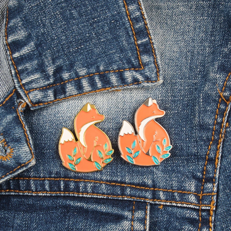 Мультяшные животные милая лиса игла бейдж брошь джинсовая одежда значок для