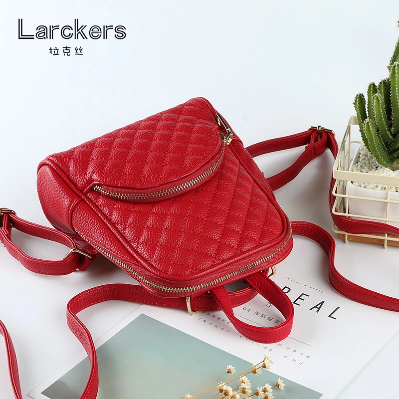 Модный рюкзак из искусственной кожи в клетку с бриллиантами женский небольшого