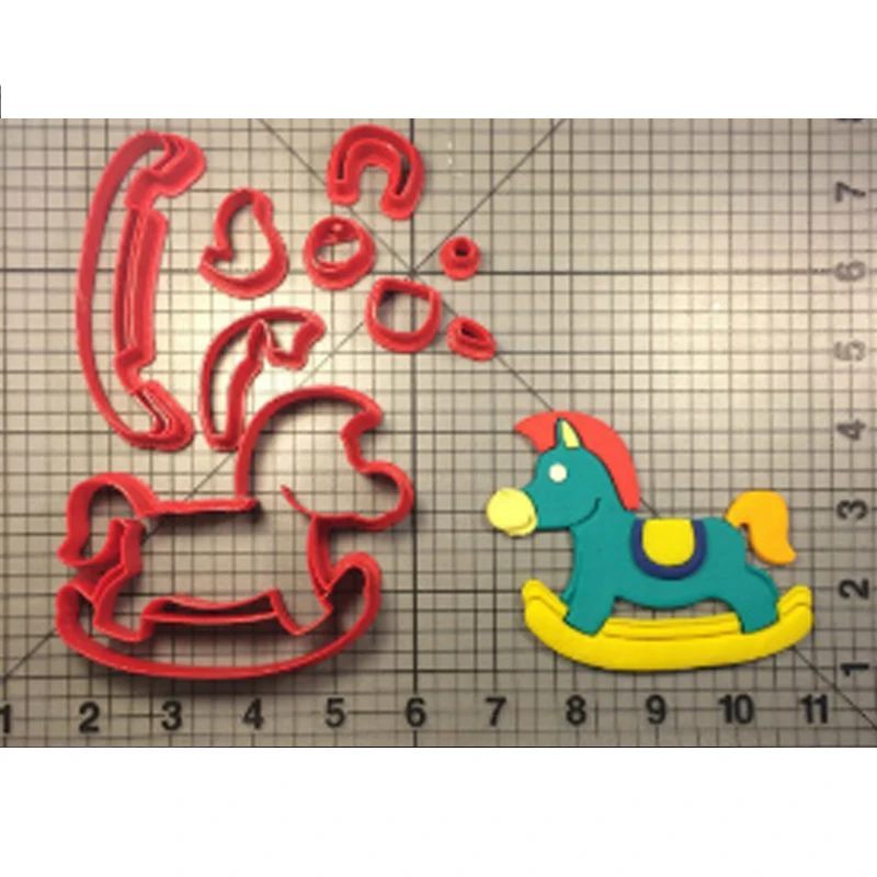 Детские качающиеся лошади попа печенья резак набор Сделано 3D печатных помадки