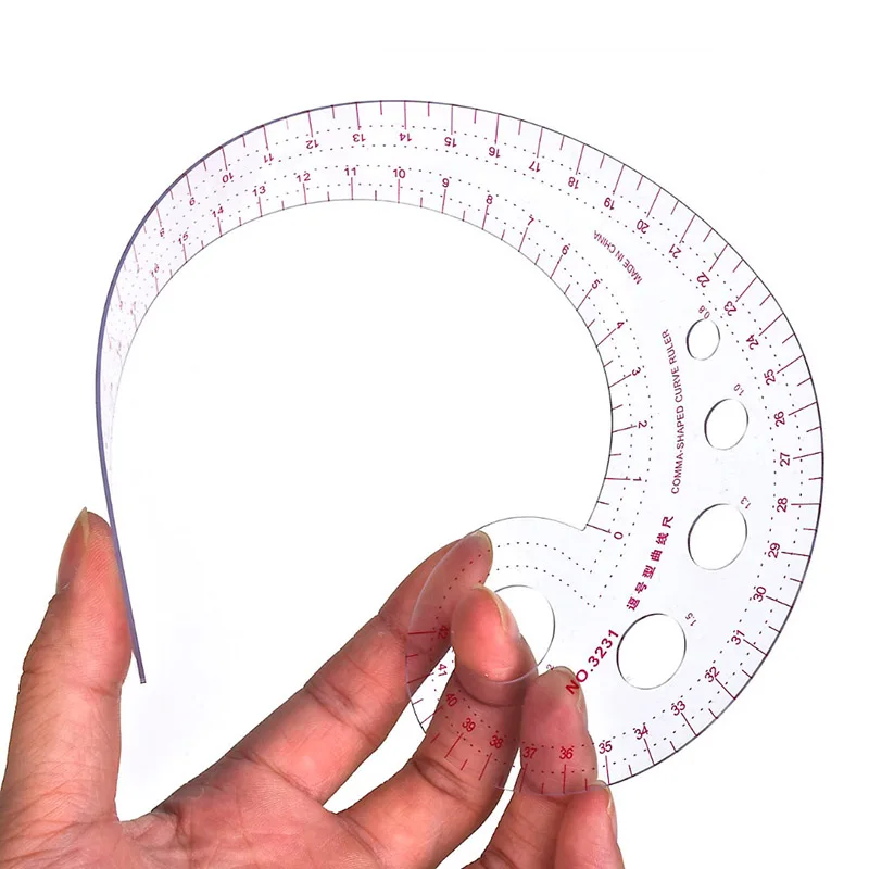 

1pc Comma Shaped French Curve Ruler Plastic Tailor Drawing Craft Tool Styling Design Sewing Ruler Kawaii Stationery Office Gifts
