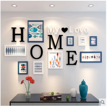 A 9 шт. картина Love home настенные фоторамки комбинированные часы набор деревянная гостиная настенная комбинация Винтаж DIY фоторамки - Цвет: A