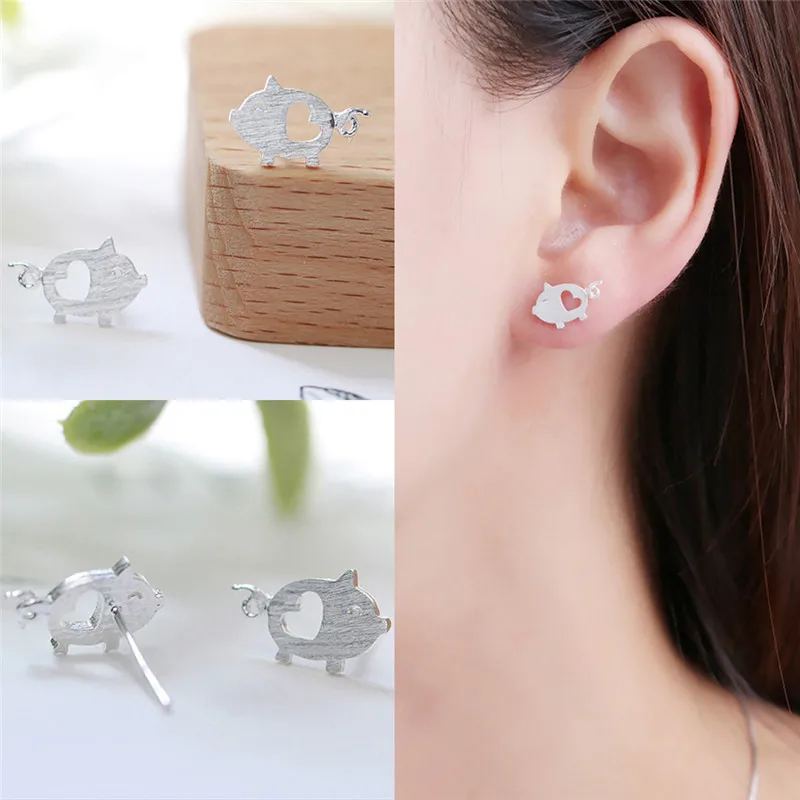 

Silver Jewelry Lovely Piggy Pig Earrings For Women Girls Gift Fashion