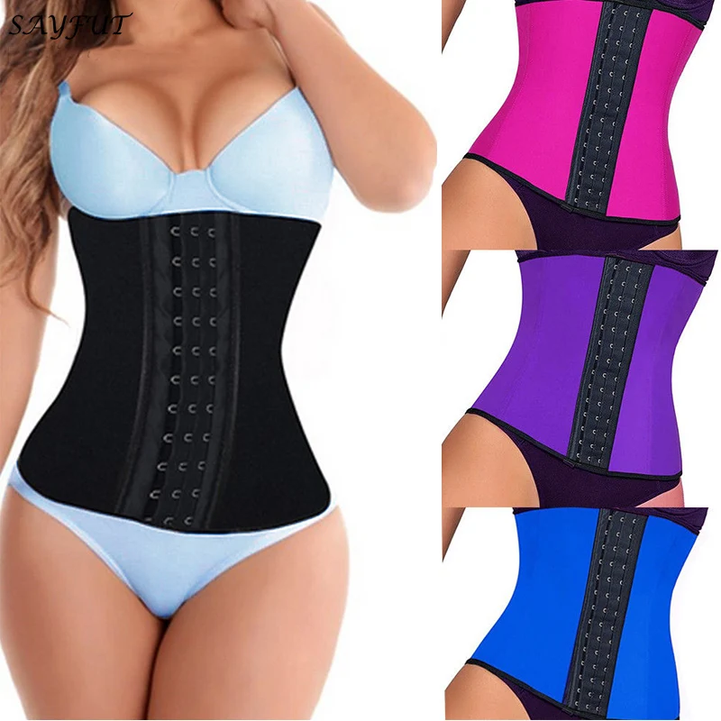 

SAYFUT Latex Rubber Waist Trainer Cincher Steel Boned Body Shaper Girdle Slimming Weight Loss Control Tummy Belt Shapewear S-3XL