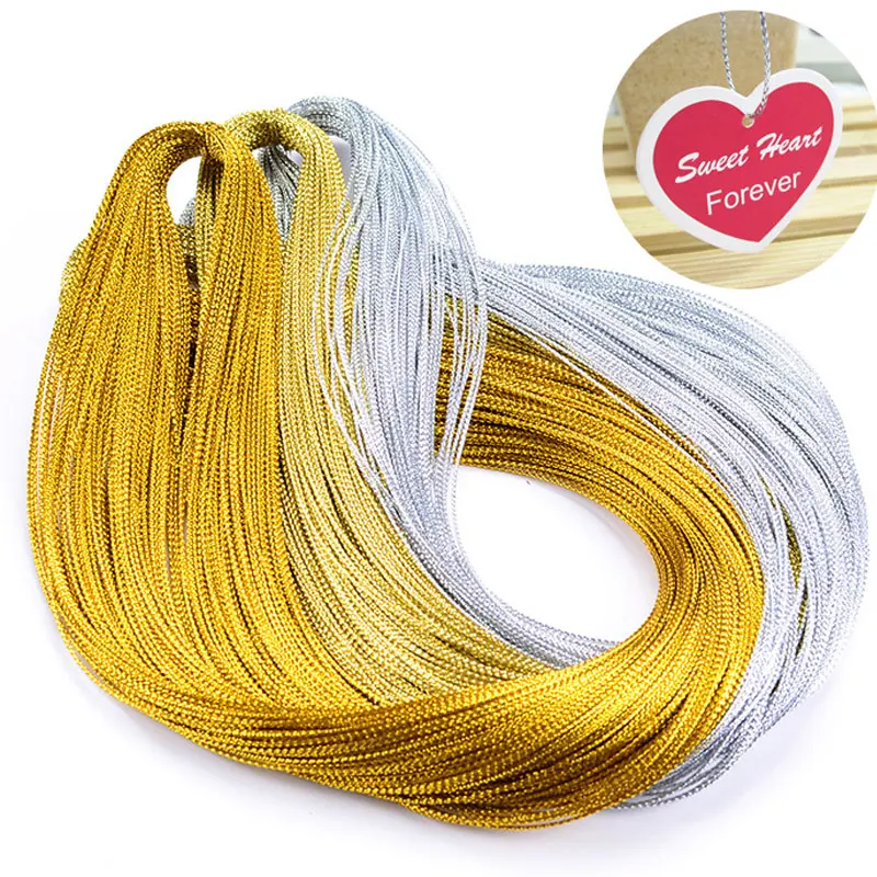 Бесплатная доставка 200 м/лот металлик золото серебро круглый шнуры бирка