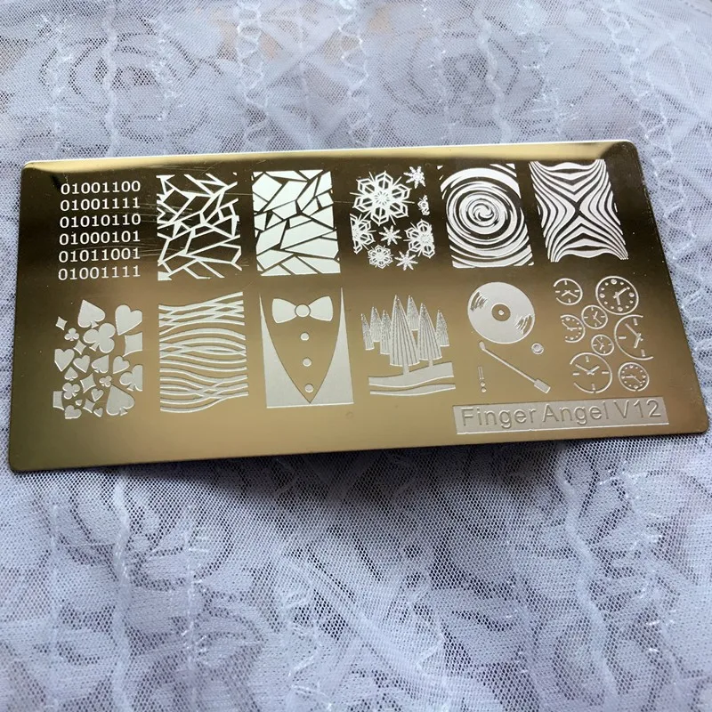 1 ШТ. 6*12 СМ Ногтей Штамповки Пластин Konad Штамповка Nail Art Маникюр Шаблон Ногтей Stamp плиты трафареты для ногтей