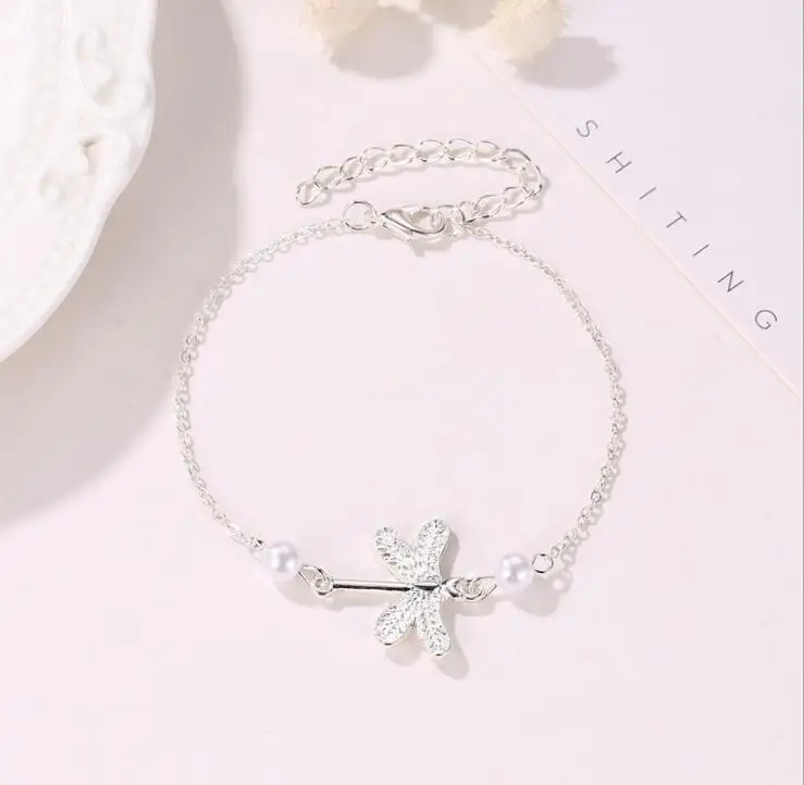 601 New Cute Temperament Dragonfly Trendy Anklet Multielement Bracelet Adjustable Opening Bangle Bijoux Jewelry Gift B3100 | Украшения и