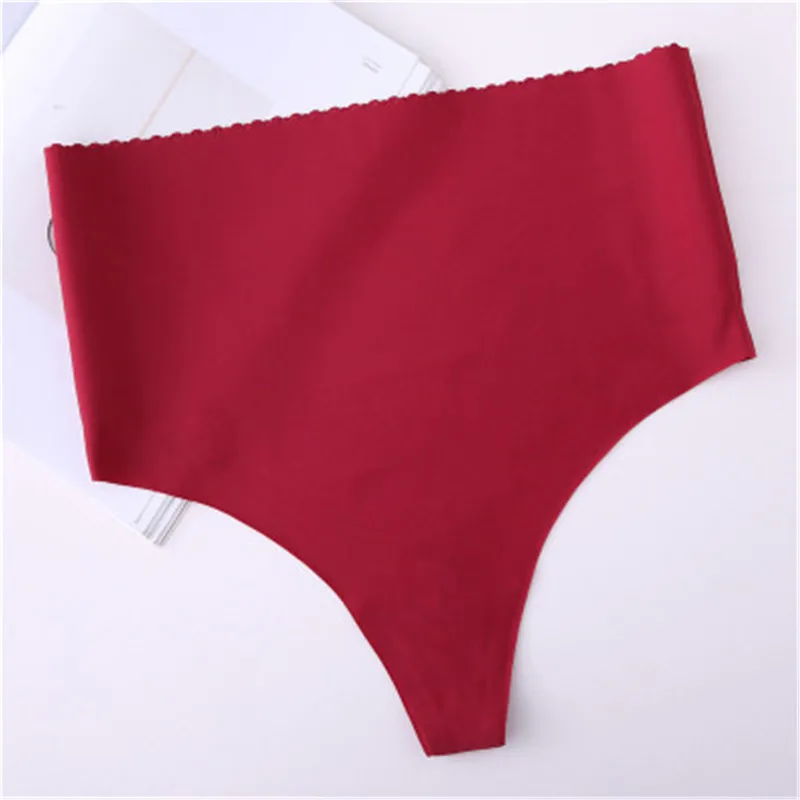 One-piece Pure Color Sexy Seamless Comfortable G-string Pants Breathable Ladies High Waist Pressure Side Briefs |