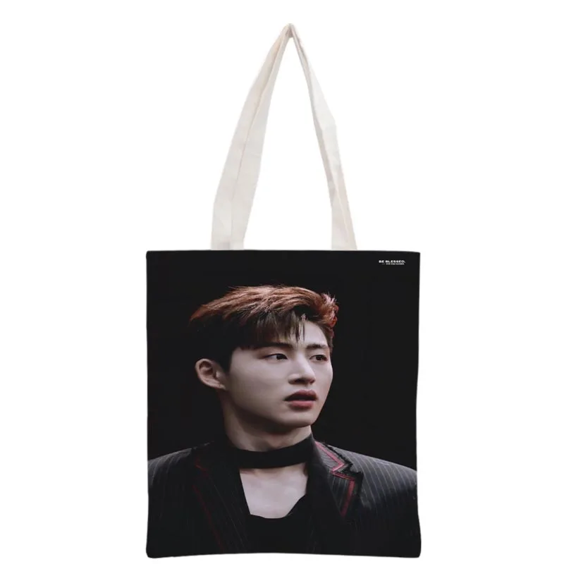 

Handbag Korea-Pop Kim HanBin printing canvas tote bag Reusable Foldable Canvas Women Bags 30x35cm custom your image