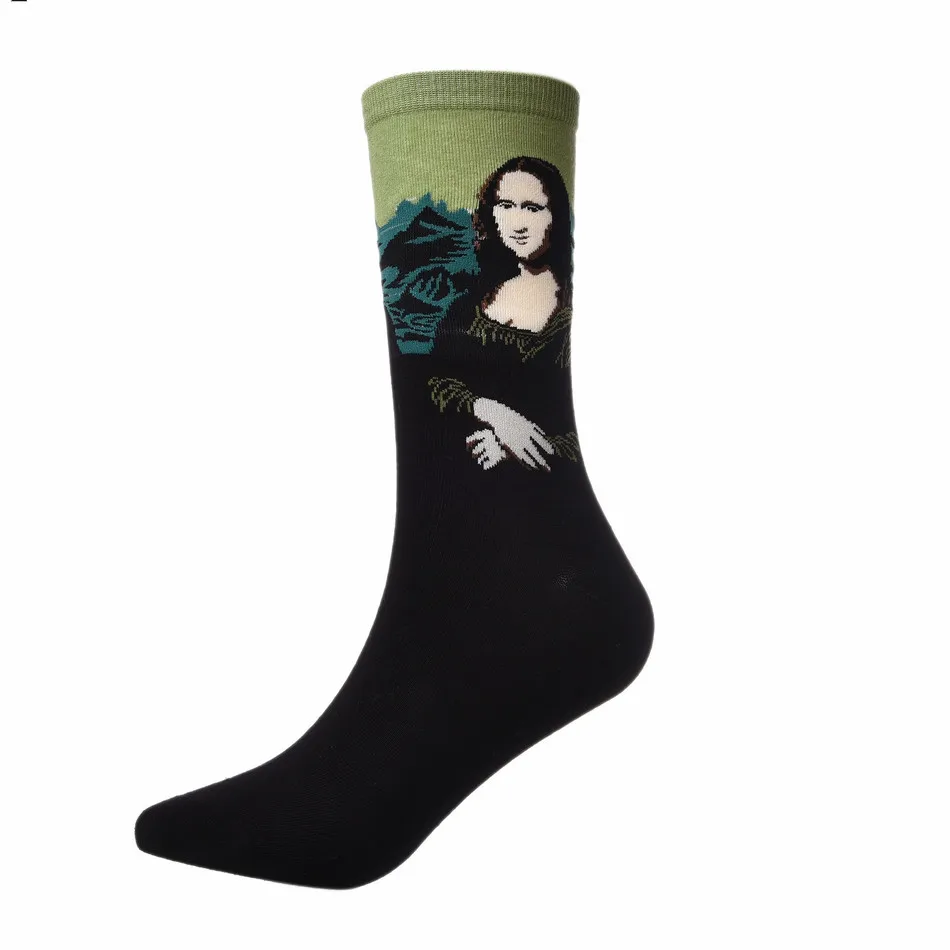 1 пара мужские носки повседневные с арт-абстрактной живописью серия хлопковые