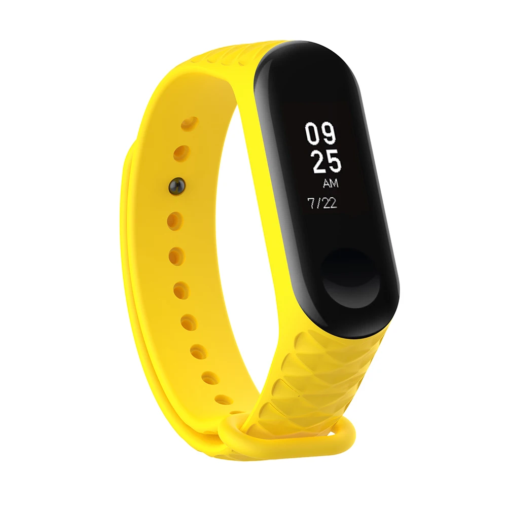 Yellow Сменный ремешок для Xiao-Mi Band 3/4 Универсальный ТПУ ромбические ремешки на запястье 13 цветов - Цвет: Yellow
