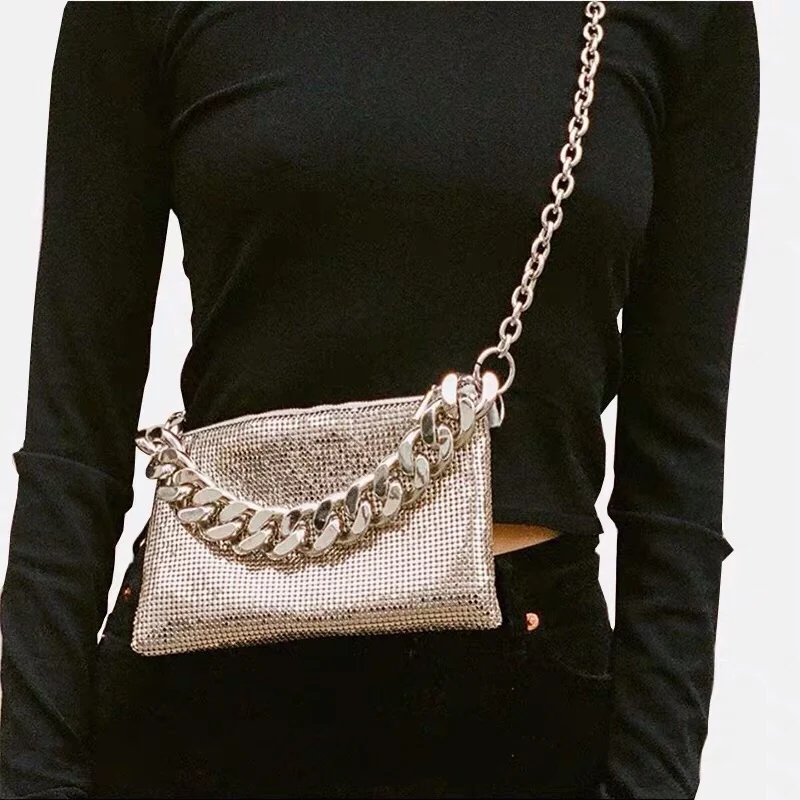 Summer New Fashion Crossbody Mini Sequin Bling Female Bags Women Handbag Messenger Thick chain Bags Shoulder Coin Purse Bag