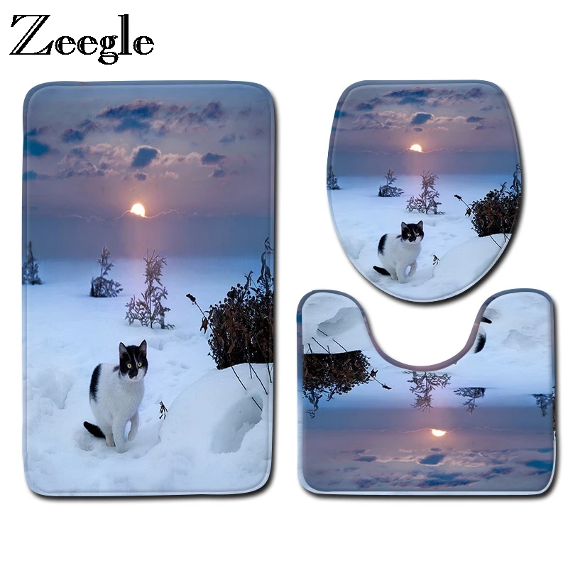 

Zeegle Animal Pattern Mat For Bathroom Bath Rugs Set Absorbent Bathroom Floor Mats Toilet Mat Non-slip Carpet Bathroom Foot Pad