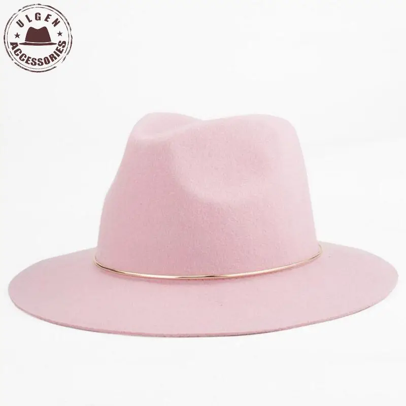 Новая модная женская шляпа fedora светильник цвет 100% шерсть широкие поля для женщин