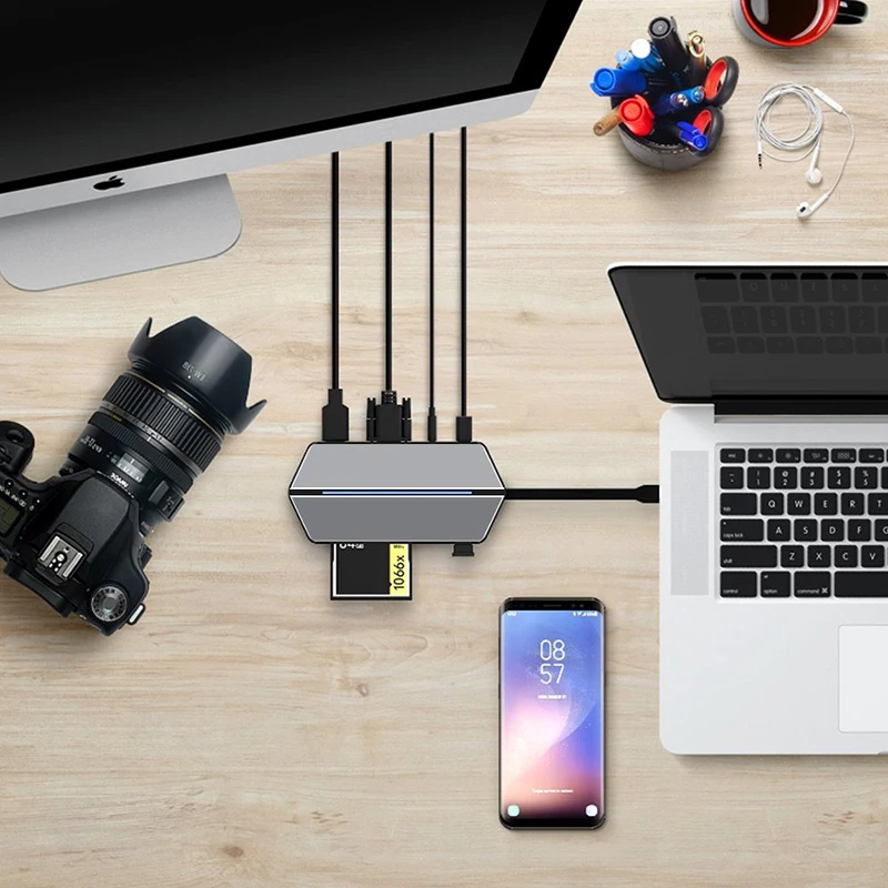 Адаптер Suntaiho USB Type C для концентратора 8 в 1 Samsung dex station pad 3 0 VGA HDMI 5 m CF SD TF карта Macbook| |