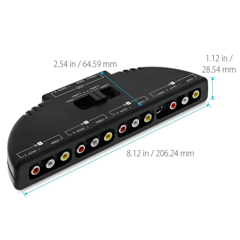 Аудио Видео AV RCA переключатель сплиттер селектор 4 портовый коммутатор