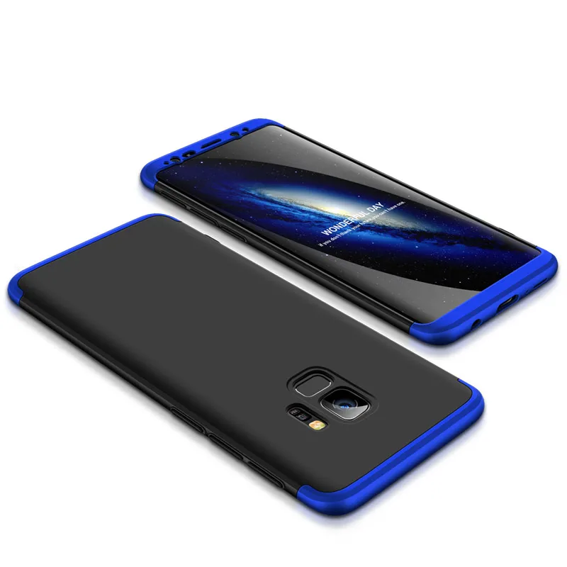Black Blue Для samsung Galaxy S8 плюс S10 S9 Plus samsung S8 S10 Lite крышка V-power 3 в 1 360 Полный Защитник дело Чехлы без Стекло - Цвет: Black Blue