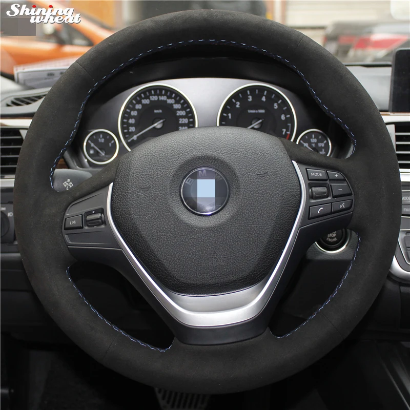 Блестящие пшеницы ручной работы черная замша чехол рулевого колеса автомобиля