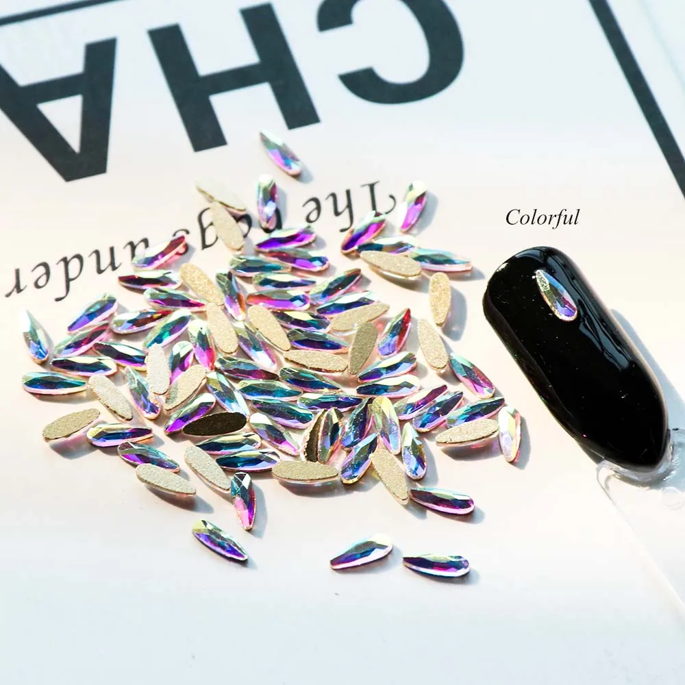 Colorful 10 шт Блестящий Кристалл капли воды Дизайн ногтей Стразы для страз 3D очаровательный камень плоская задняя часть ювелирные изделия Маникюр украшения для ногтей Совет CH1007 - Цвет: Colorful