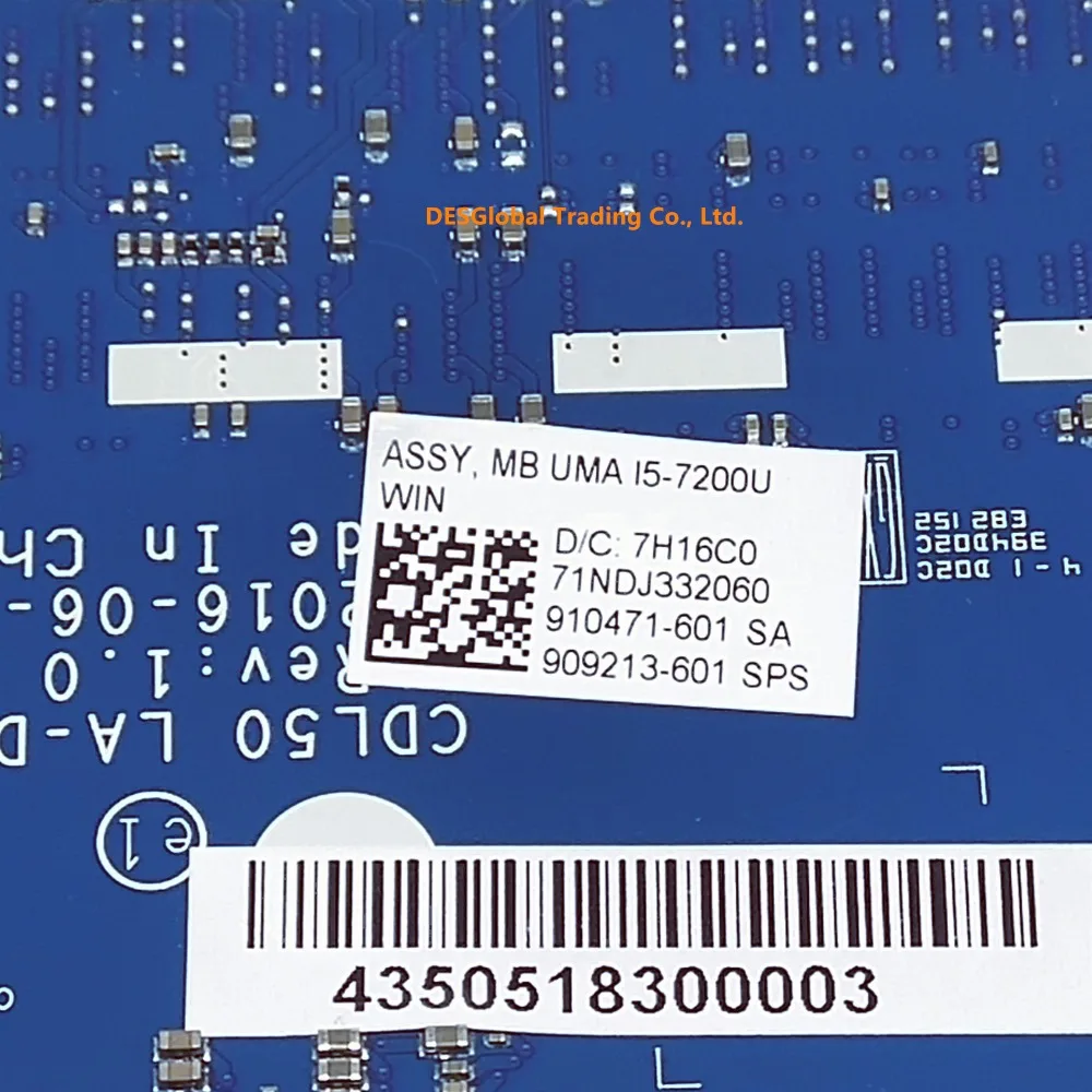 Материнская плата CDL50 LA-D707P 910471-601 909213-601 для hp 15-AY 15T-AY Материнская плата ноутбука i5-7200U 910471-001 909213-001/501