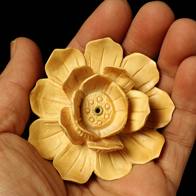 Wood Carving Lotus Stove Home Sandalwood Line Incense Insert Holder Blessing Fragrance Road Tea Ceremony Furnishings | Дом и сад