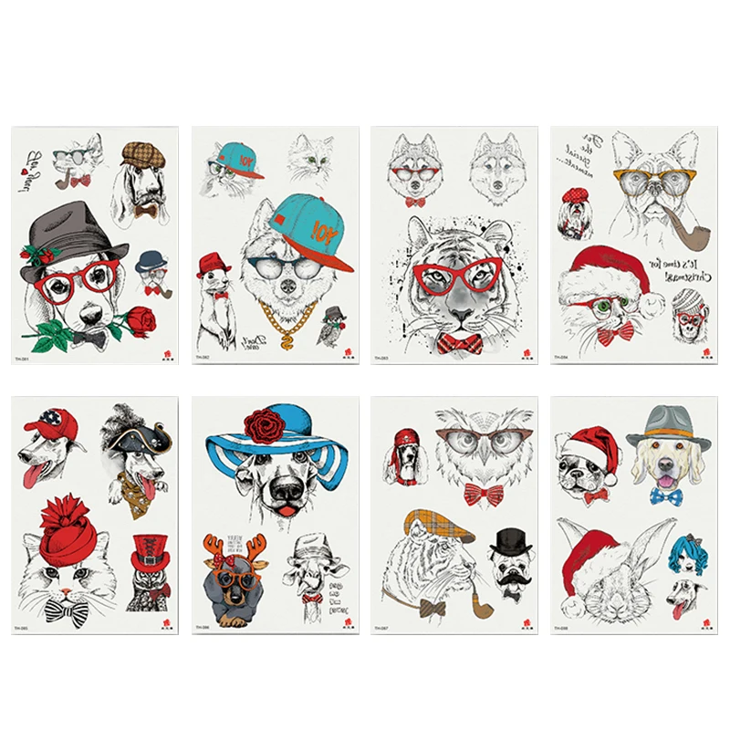 1 шт. татуировки цветные собаки кошки водостойкие татуировка временная наклейки