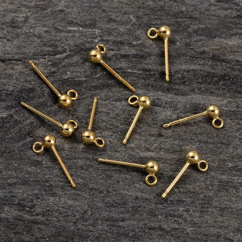 Wholesale Silver Ear Nail Accessories Beans With Ring Earrings Needle Gold Diy Jewelry | Findings &amp Components