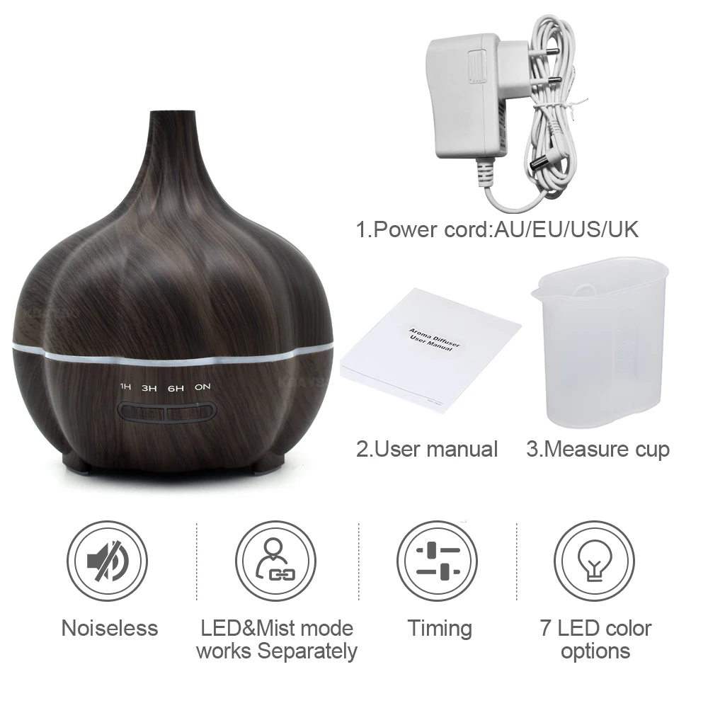 

400ml Air Humidifier Essential Oil Diffuser Aroma Lamp Aromatherapy Electric Aroma Diffuser Mist Maker for Home-Wood