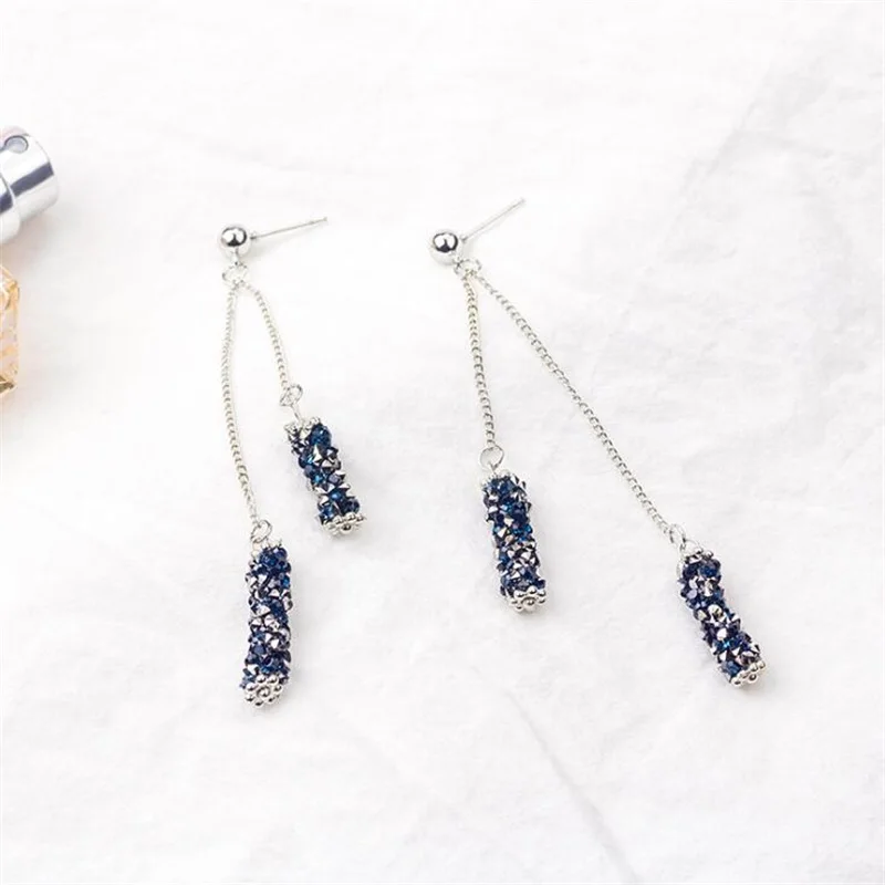2019 корейская мода Геометрическая Длинная подвеска-кристалл серьги темперамент