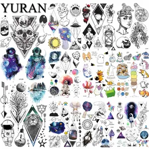 Флеш Мультяшные тату для детей оптом галактика астронавт тату временное Детское тату кошки геометрические тату наклейки Женские Накладные руки череп
