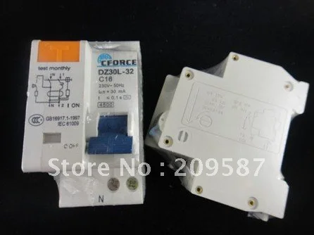 

220V 16A Earch Leakage Protection Circuit Breaker DZ30L-32 C16 1P