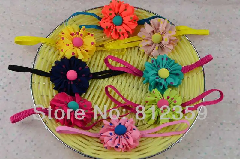 Младенцы ободки 6 см 8 цветов Colorful Dot цветок Девочка аксессуары для волос Hb1009 |