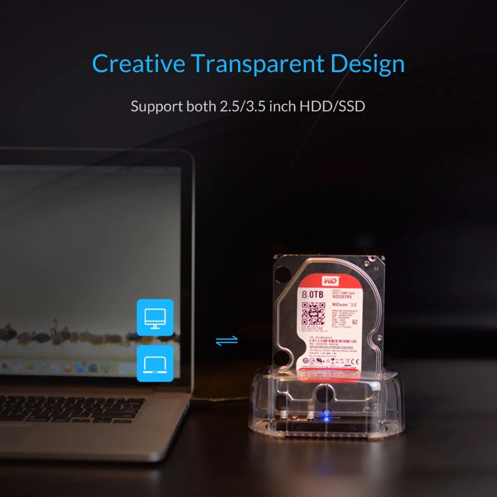 Прозрачная док станция ORICO 2 5 ''/3 5&quot HDD поддержка 8 ТБ протокол UASP USB 3 0 на SATA