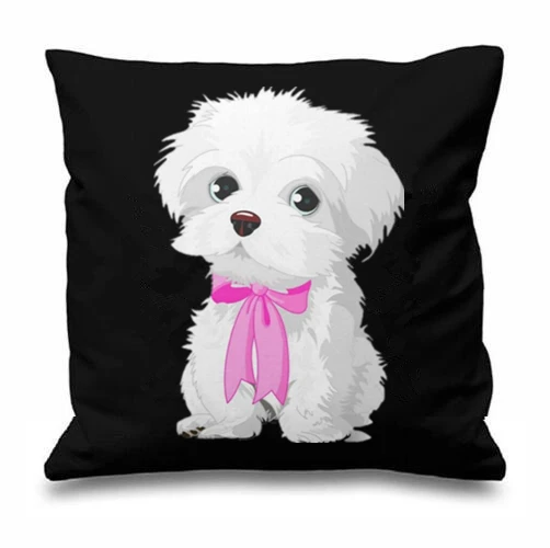 Прекрасный фермы собака Чехлы Симпатичные Мальты с розовым бантом Подушка Чехол