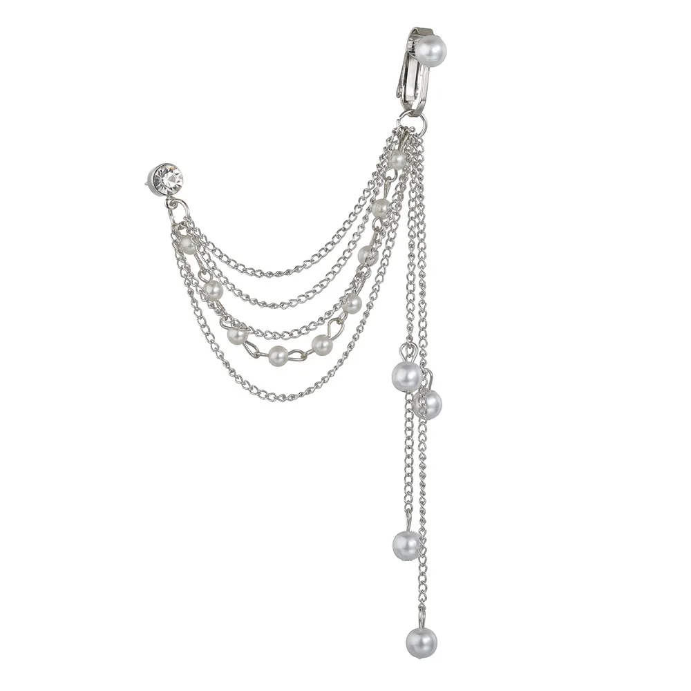 Серьги-клипсы женские длинные с искусственным жемчугом 1 шт. | Украшения и