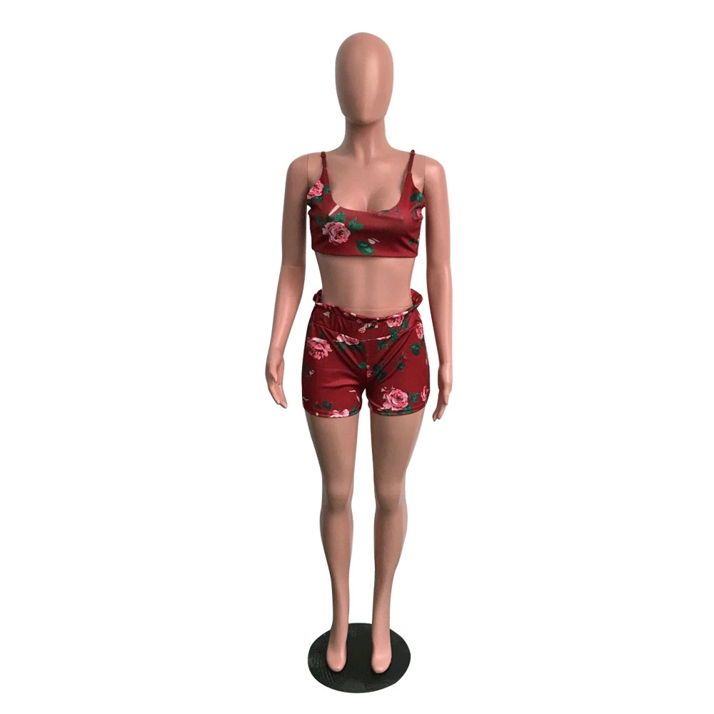 Укороченный топ с v образным вырезом и шорты эластичной талией женская одежда