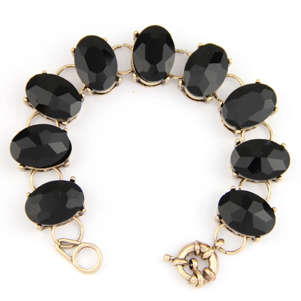 

Crystal Dot Oval Bracelet Bangle Fashion Big Glass Stone Jewelry for Women