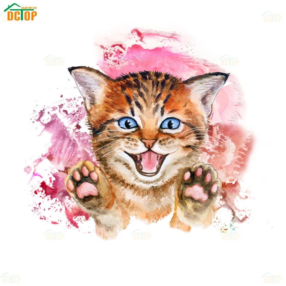 Happy Smile Little Cat Art рисунок Водонепроницаемая Наклейка на стену наклейка для туалета
